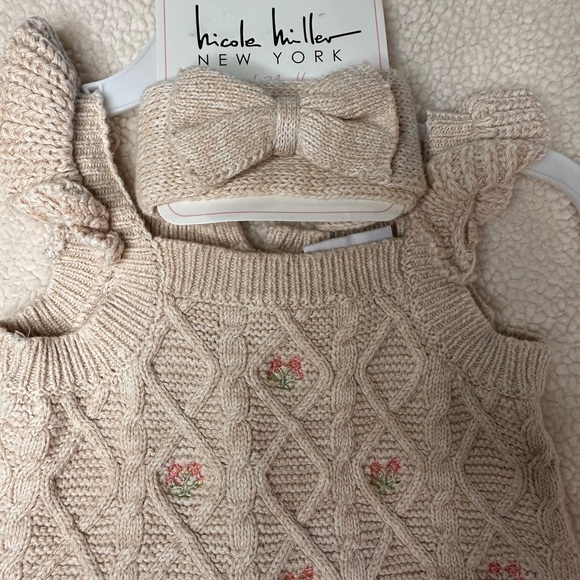 Nicole Miller Beige Knit Dress and Headband Set - Picture 1 of 3